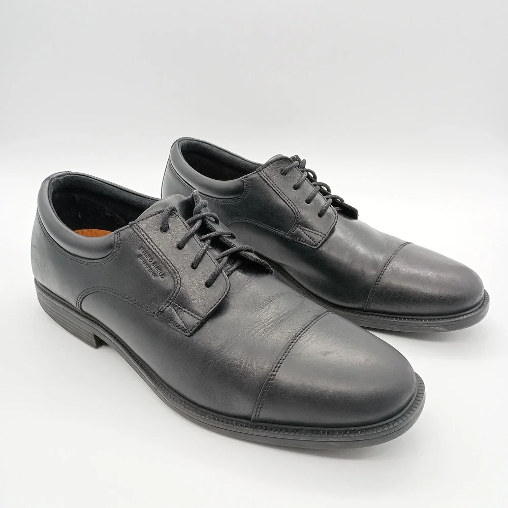 Rockport Black Leather Cap Toe Oxfords Mens Size 11‎ Hydro-Shield Waterproof